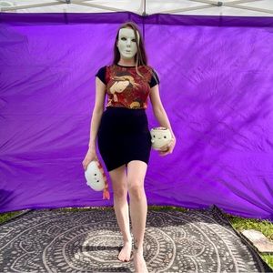 S/M Tanco black stretchy ribbed bodycon mini skirt